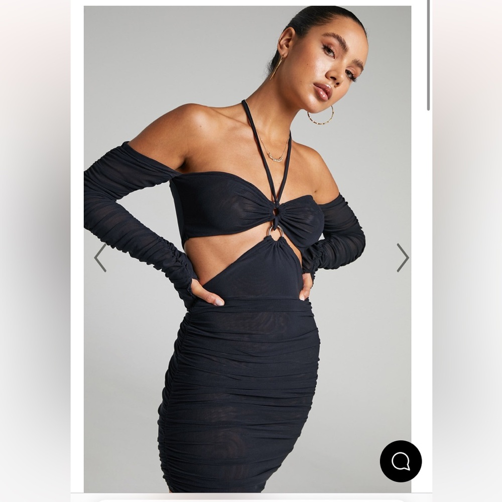 Showpo Black Sheer Mini Dress